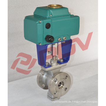 DIN water on/off ac110v electric flange class150lb ball valve v type